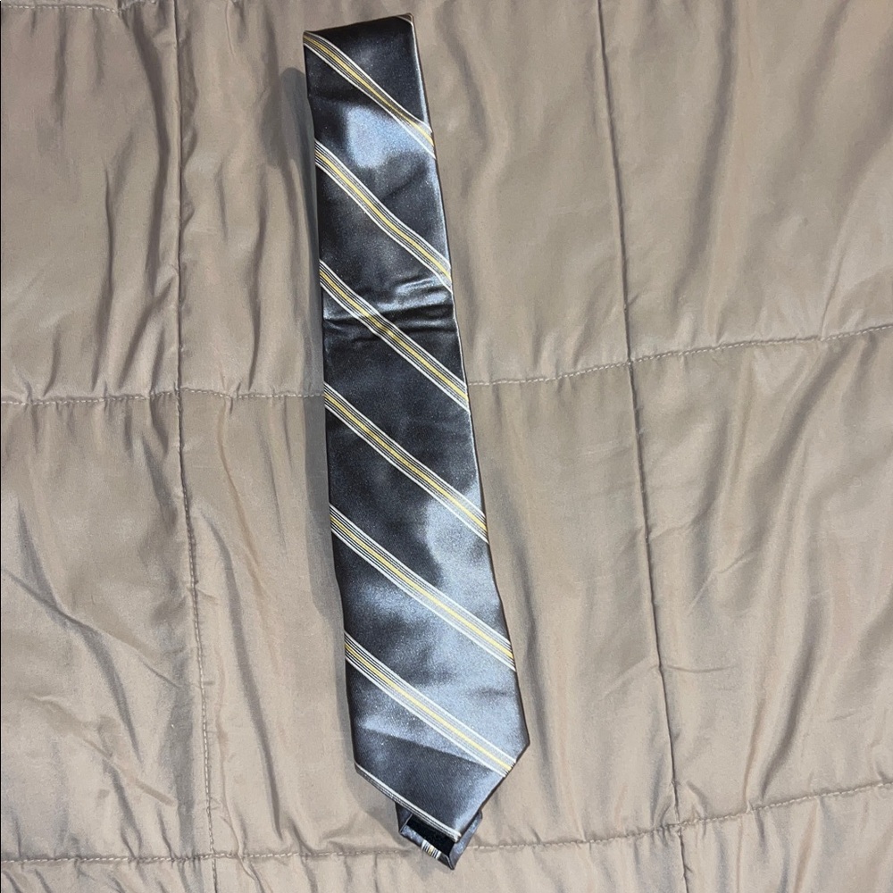 Express Elegant Black and Gold Striped Tie